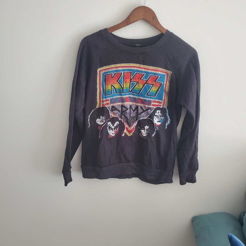 KISS Army World Tour 1979 sweater Forever 21 size medium band merch grey punk